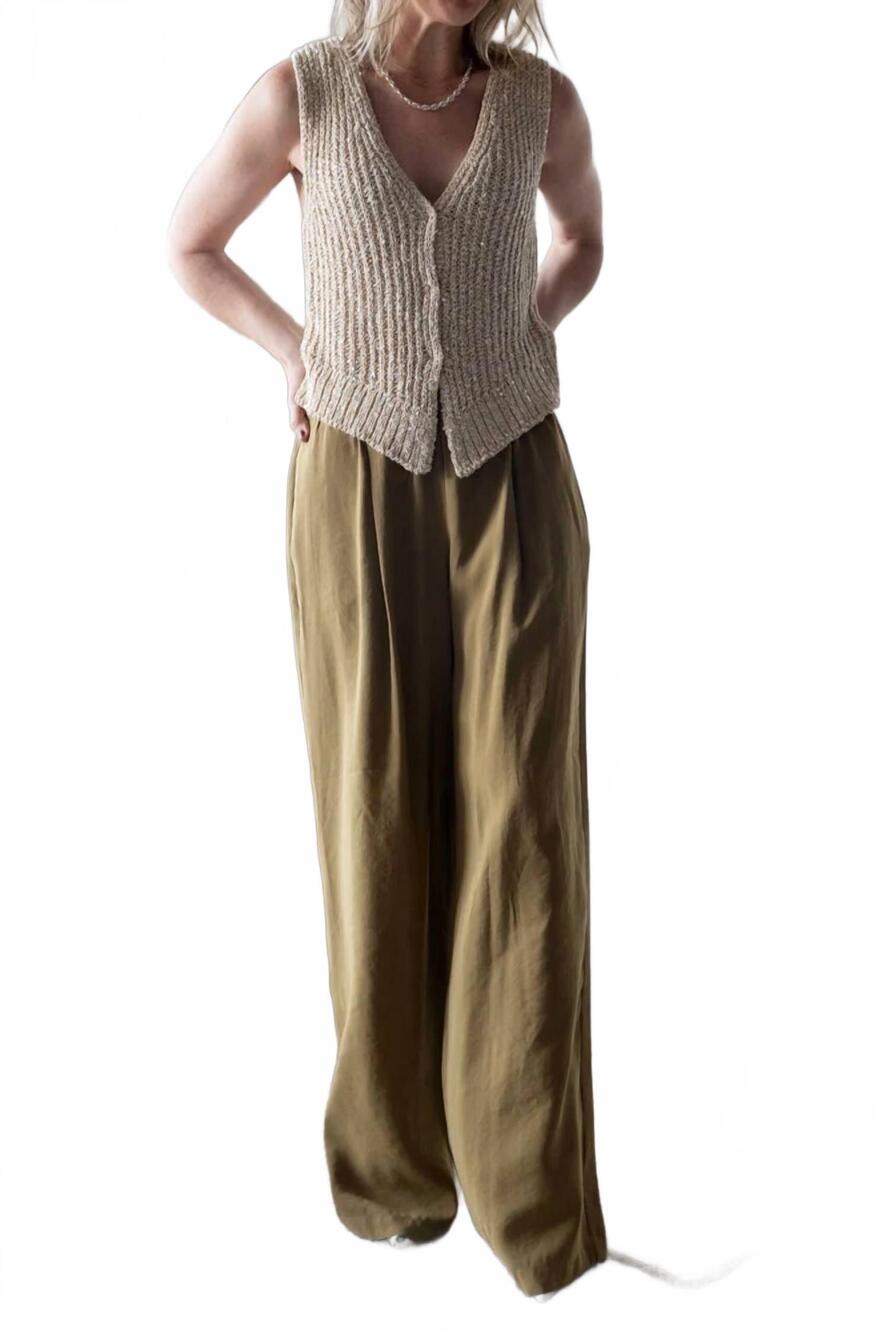 NEW ALYSI wide leg pull on trousers in olio
